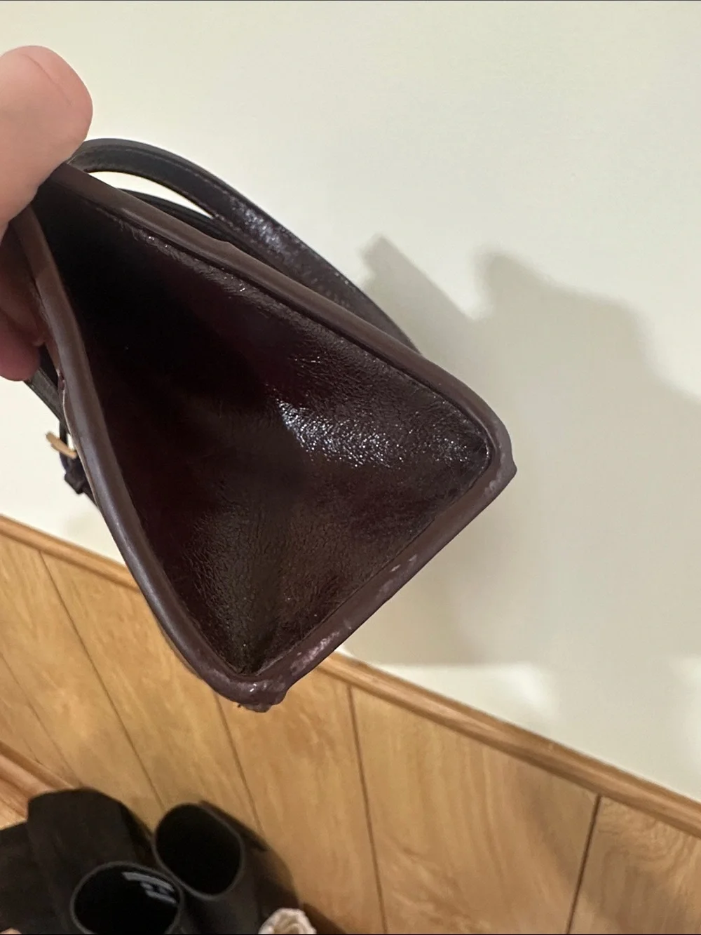 Mango Burgundy Shoulder Bag with Gold Hardware